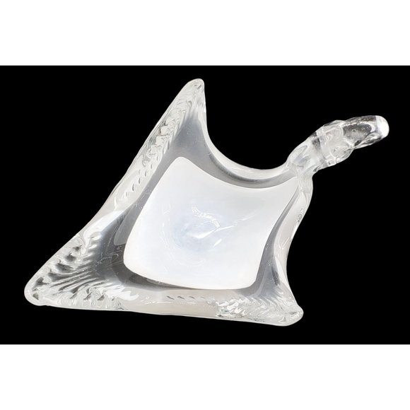 Cased Glass Vintage Swan Bowl/Dish Clear & White Summerso Effect - Picture 5 of 6